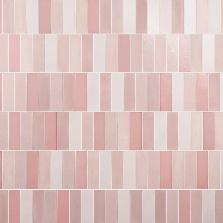 Terra Blend Pink Multi-Finish Lava Stone Subway Wall Tile