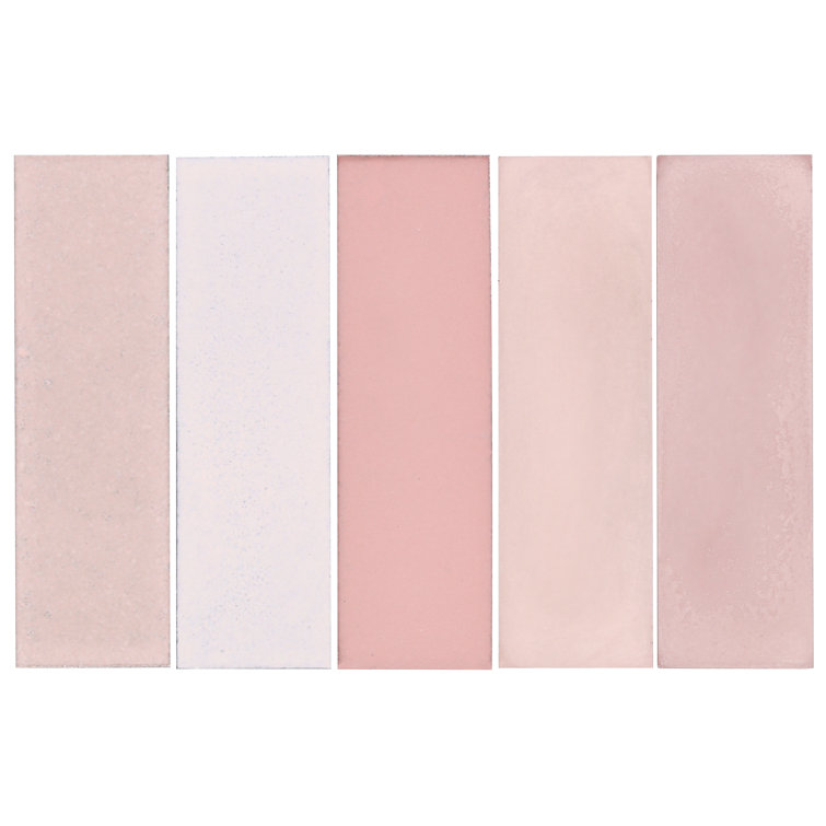 Terra Blend Pink Multi-Finish Lava Stone Subway Wall Tile