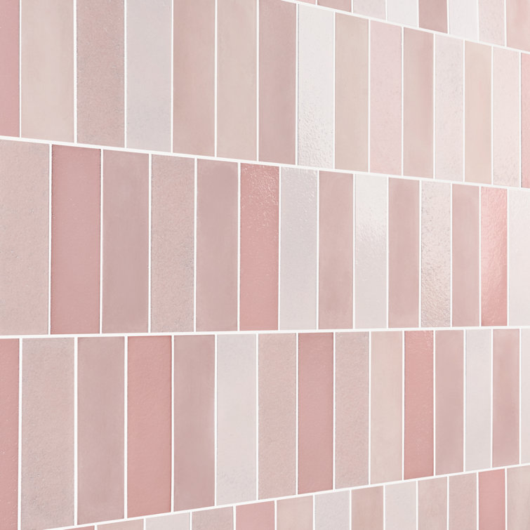 Terra Blend Pink Multi-Finish Lava Stone Subway Wall Tile