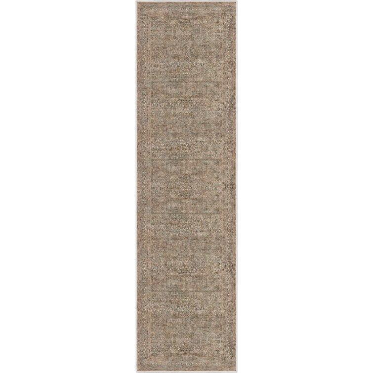 Asha Juliette Beige and Red Chenille Runner Rug