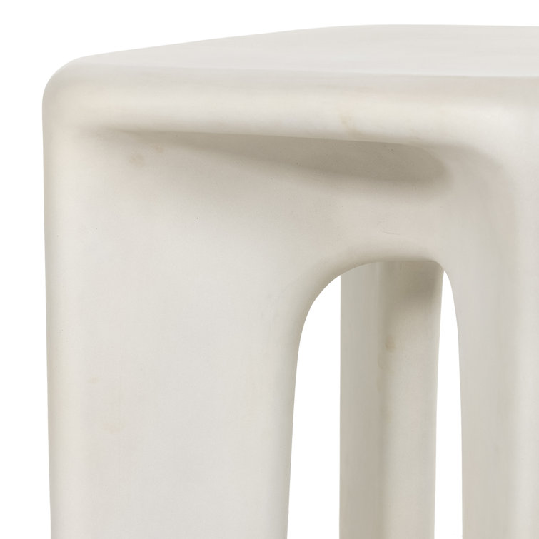 Sculpted Thayer White Concrete Square End Table