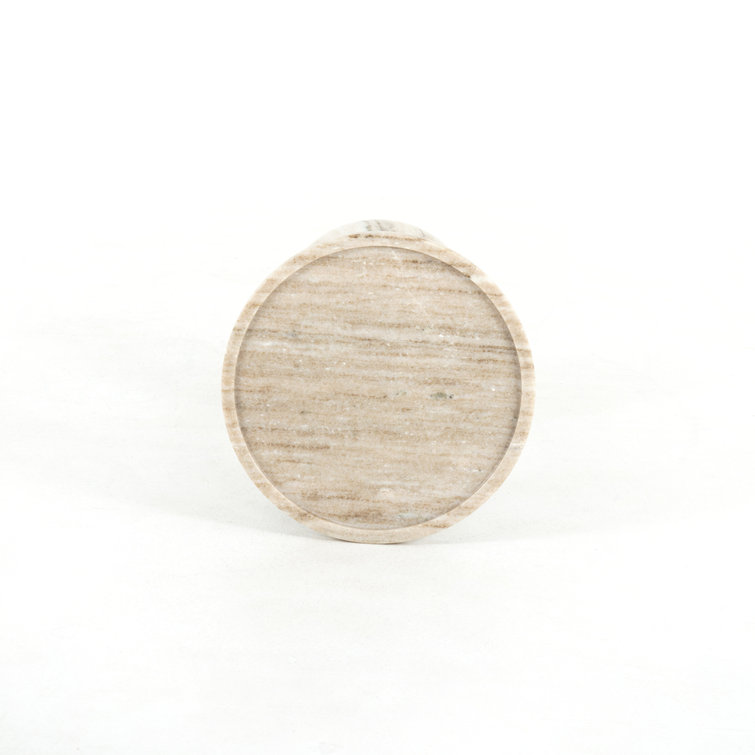 Round White Marble and Black Metal Pedestal End Table