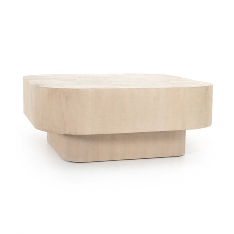 Wesson Bleached Burl Square Coffee Table in Cream Mahogany