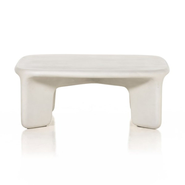 Carmona Polished White Concrete 42" Square Coffee Table