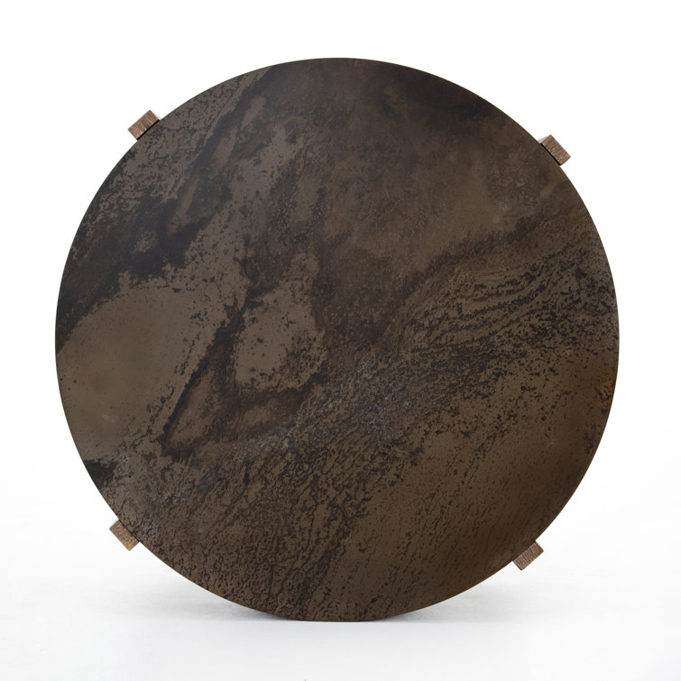 Rustic Oak & Distressed Iron 41.5" Round Coffee Table