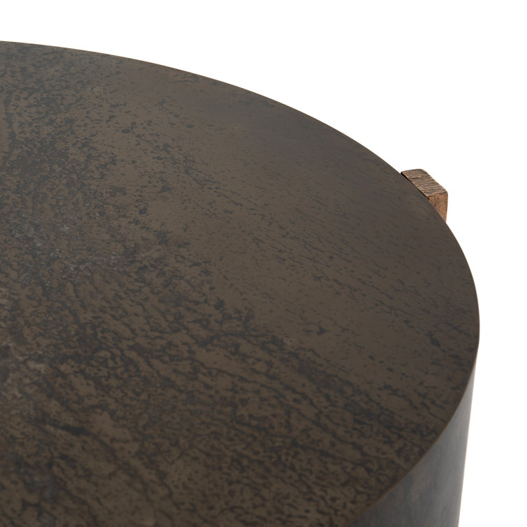 Rustic Oak & Distressed Iron 41.5" Round Coffee Table
