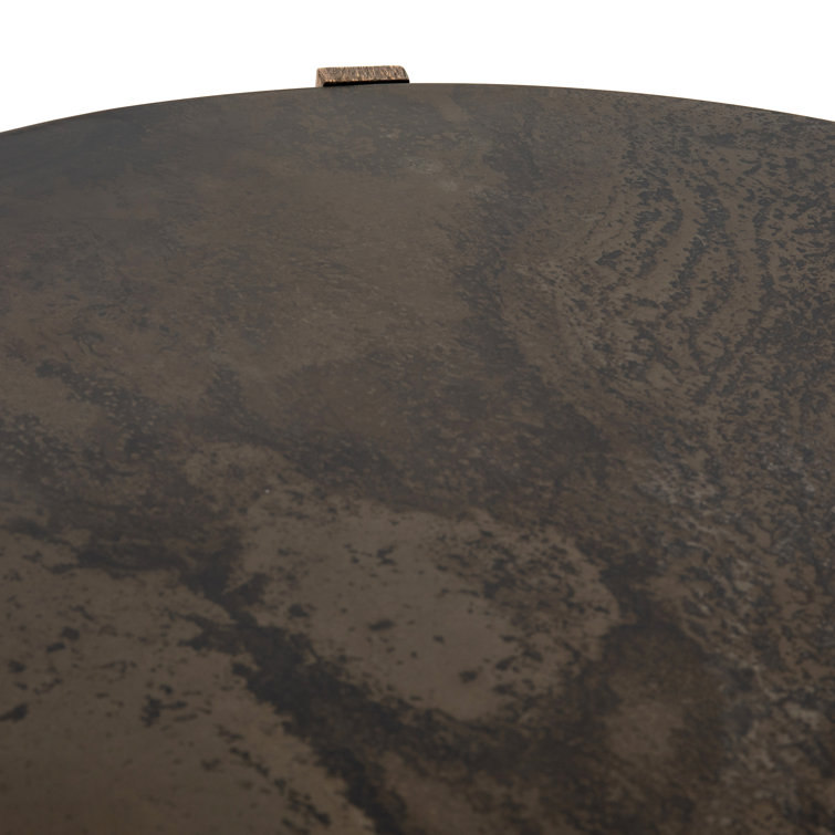 Rustic Oak & Distressed Iron 41.5" Round Coffee Table