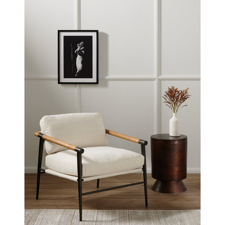 Contemporary Brown Stone & Metal Round Occasional Table