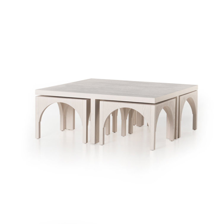 Whitewashed Oak Contemporary Nesting Square Coffee Table