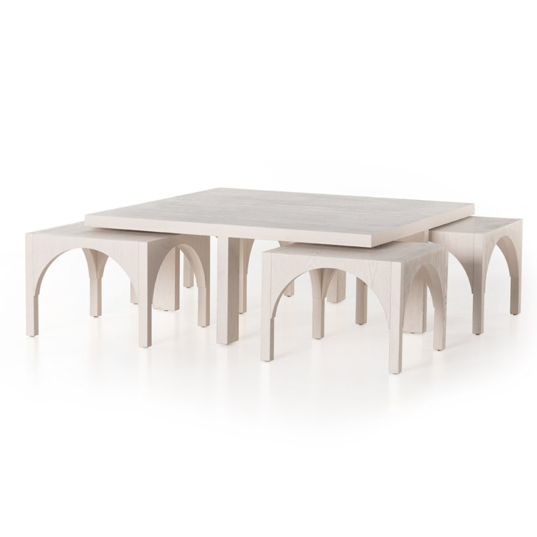 Whitewashed Oak Contemporary Nesting Square Coffee Table