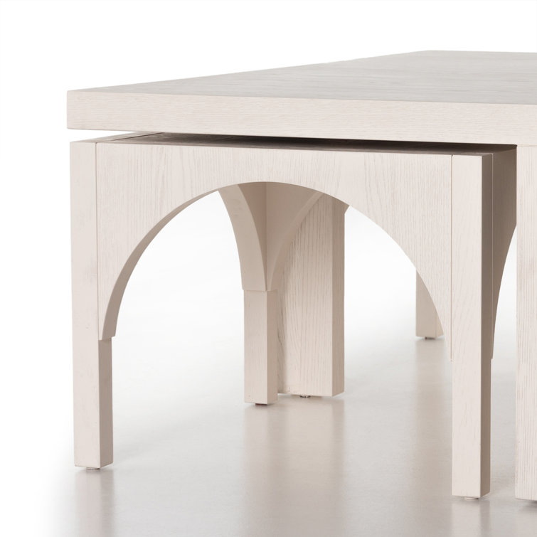 Whitewashed Oak Contemporary Nesting Square Coffee Table
