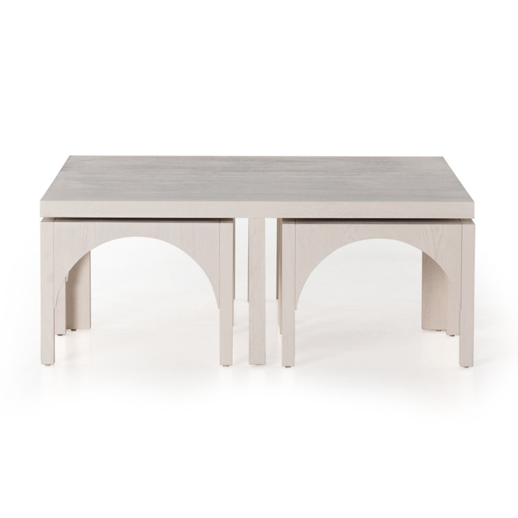 Whitewashed Oak Contemporary Nesting Square Coffee Table