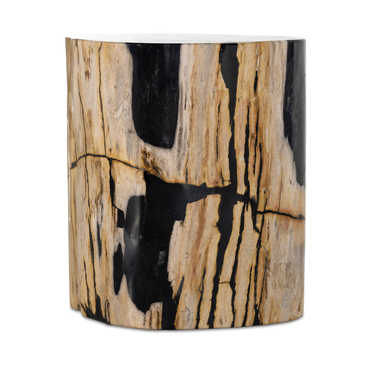 Light Petrified Wood Round End Table