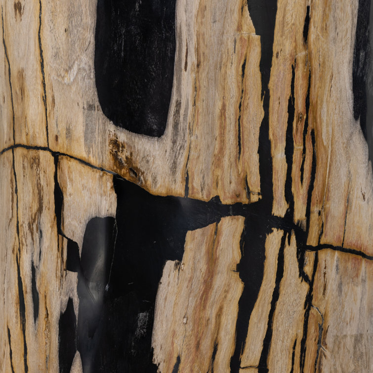 Light Petrified Wood Round End Table