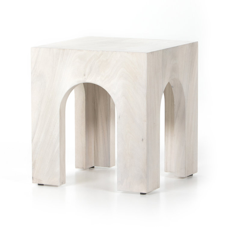 Modern Bleached Guanacaste Square End Table 20" White