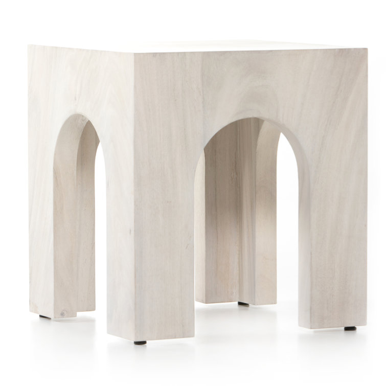 Modern Bleached Guanacaste Square End Table 20" White