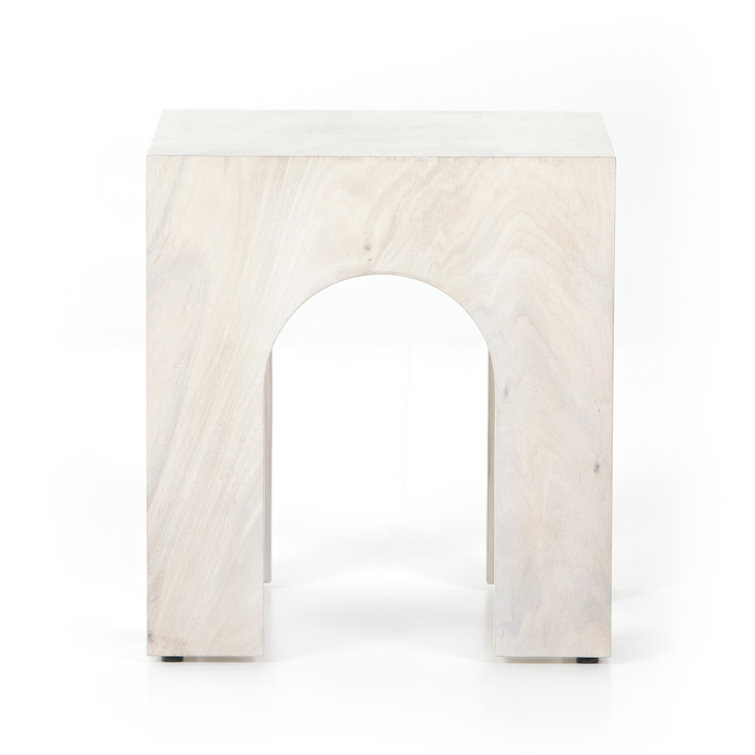 Modern Bleached Guanacaste Square End Table 20" White