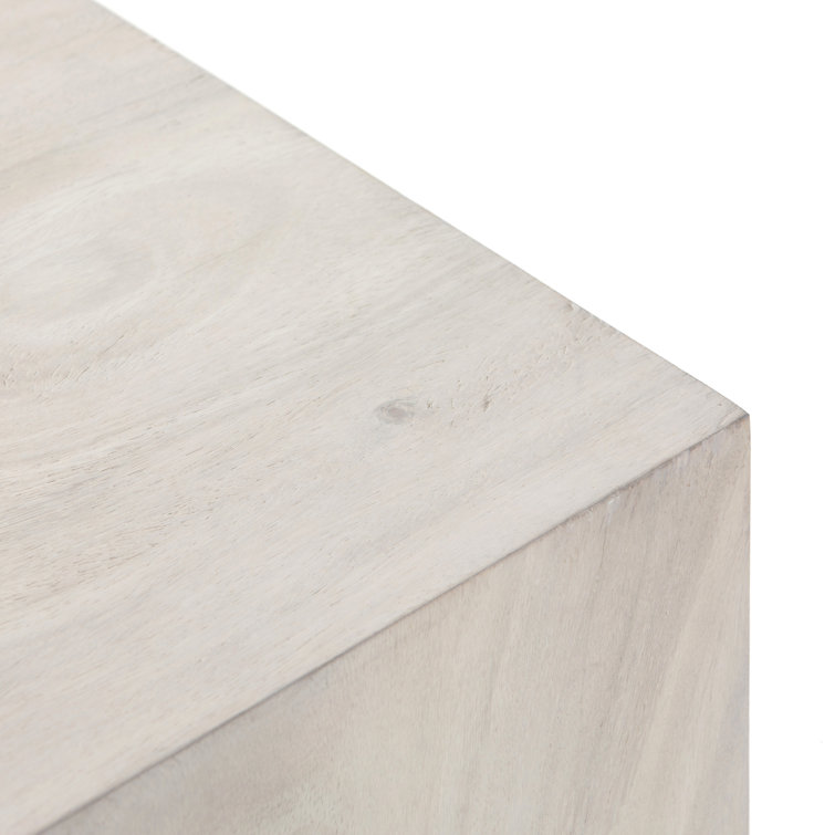 Modern Bleached Guanacaste Square End Table 20" White