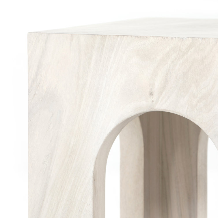Modern Bleached Guanacaste Square End Table 20" White
