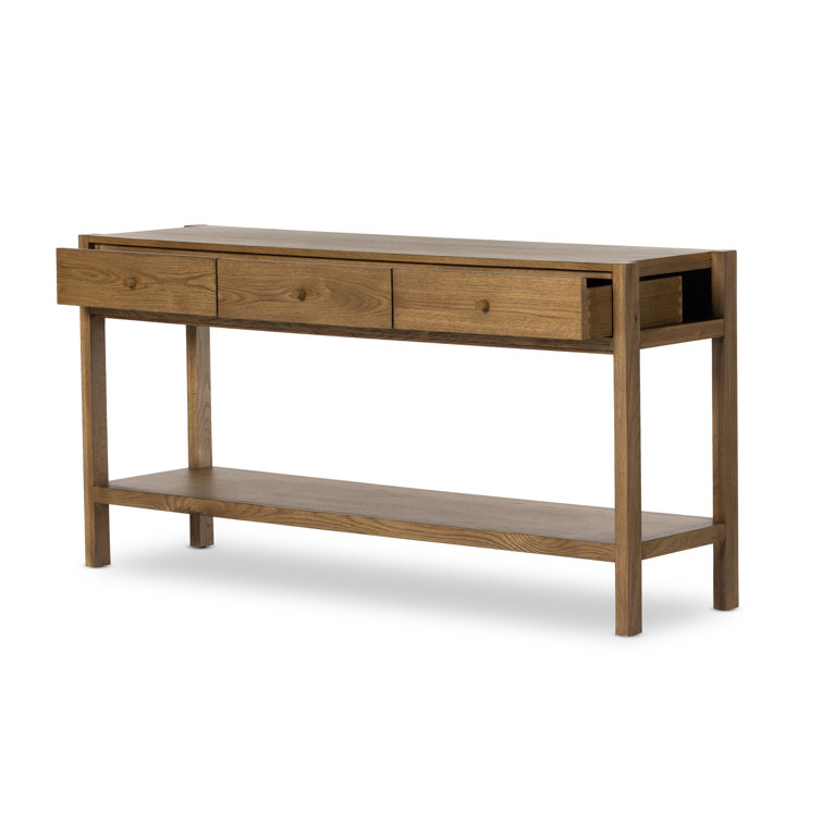 Tawny Oak and Metal 60'' Console Table with Storage