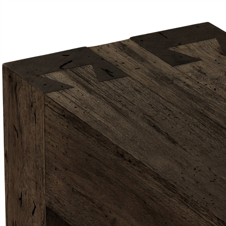 Ebony Rustic Oak and Metal Console Table with Storage