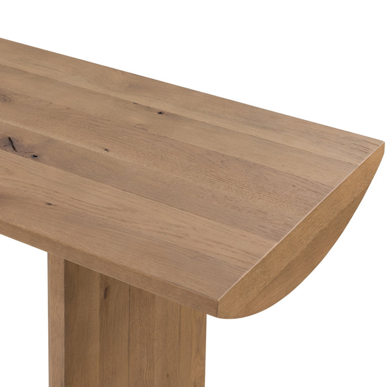 Contemporary Dusted Oak & Metal Demilune Console with Storage