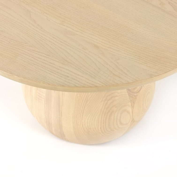 Contemporary Merla 27.5" Round Coffee Table in Natural Brown
