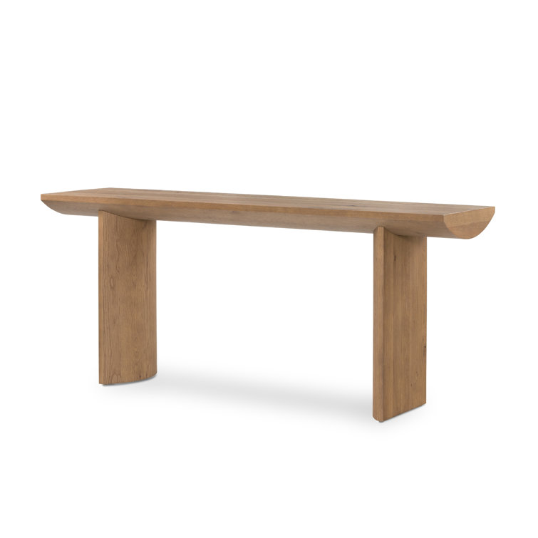 Contemporary Dusted Oak & Metal Demilune Console with Storage