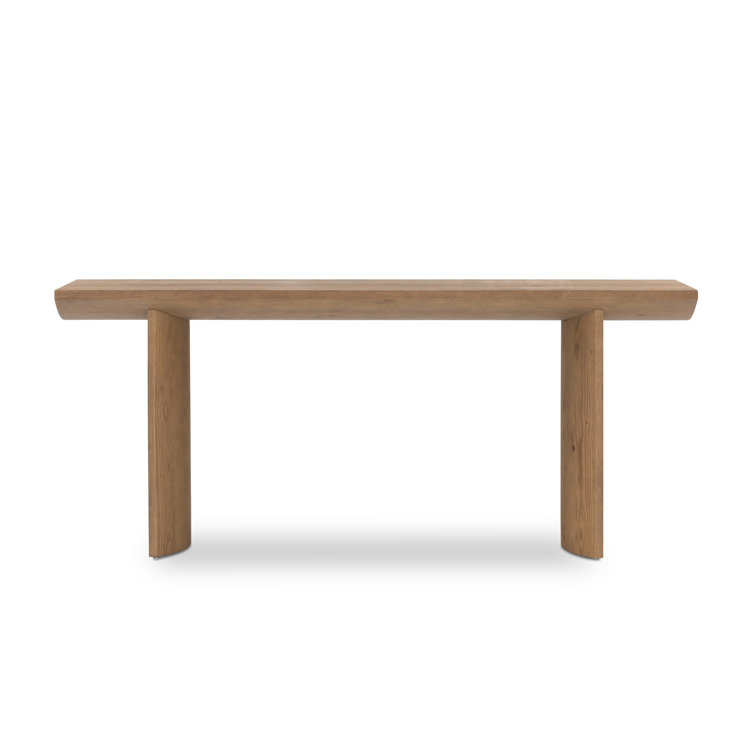 Contemporary Dusted Oak & Metal Demilune Console with Storage