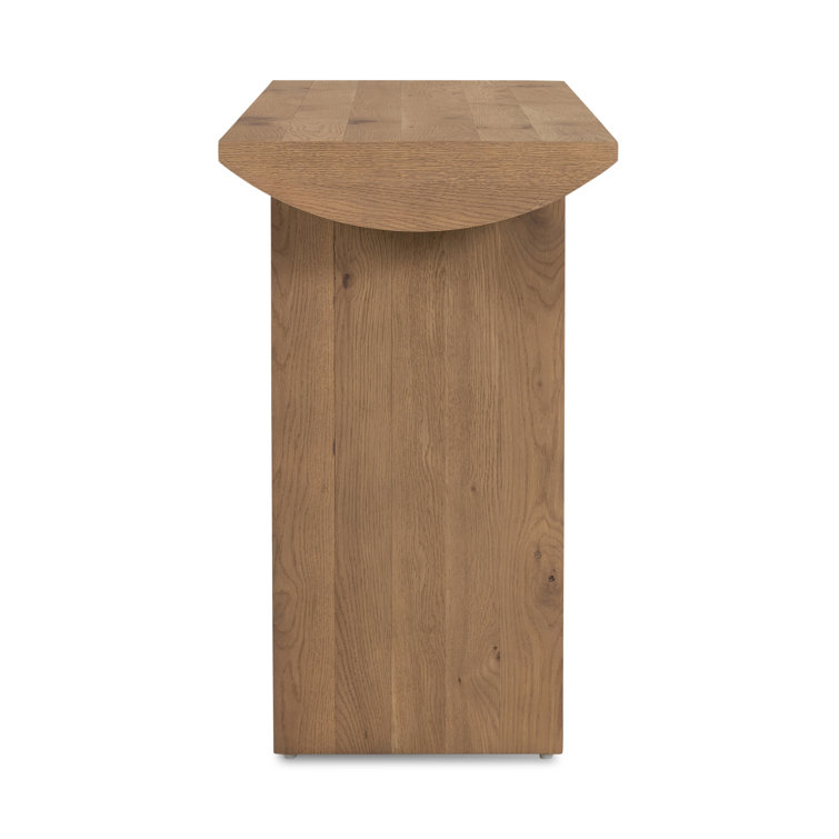 Contemporary Dusted Oak & Metal Demilune Console with Storage
