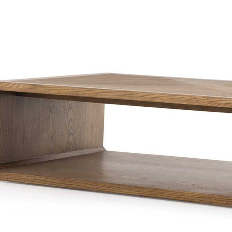 Natural Ash Rectangular Outdoor Wood Coffee Table with Storage