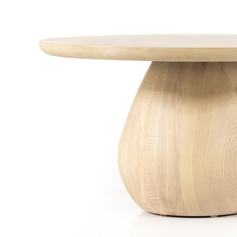 Contemporary Merla 27.5" Round Coffee Table in Natural Brown