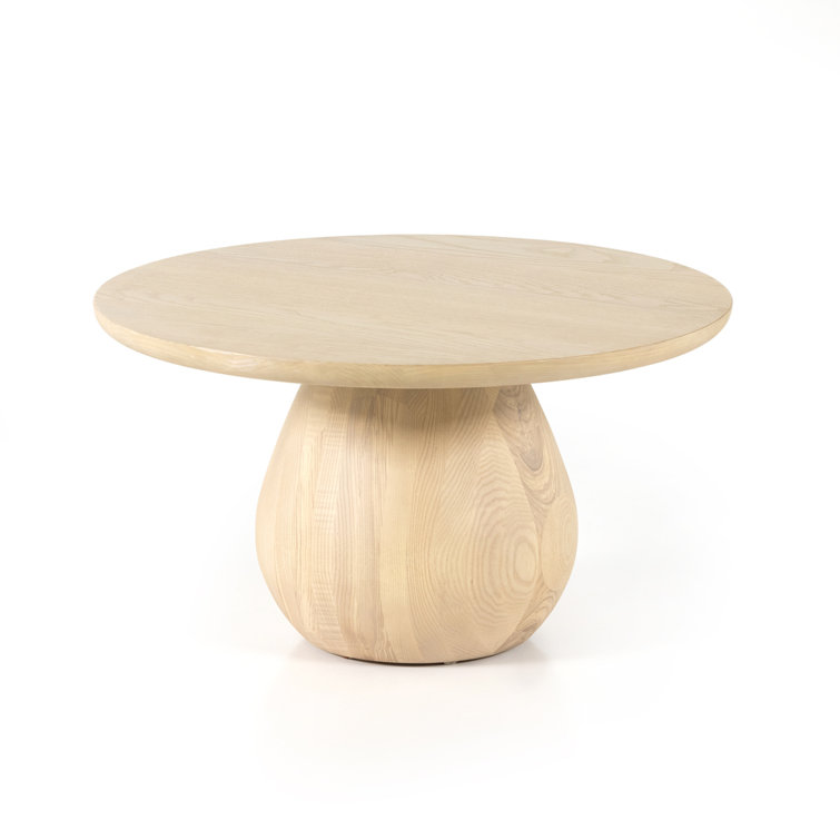 Contemporary Merla 27.5" Round Coffee Table in Natural Brown