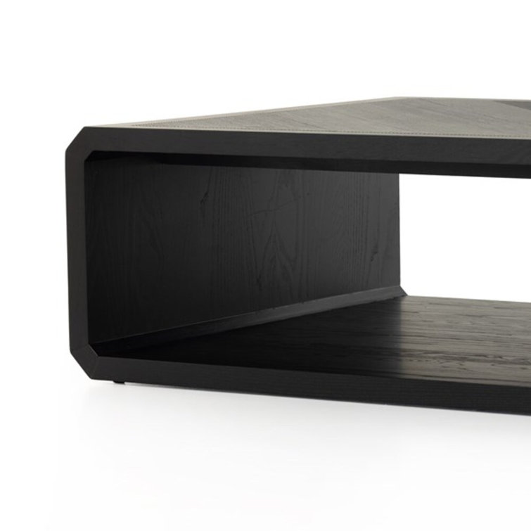 Rectangular Black Ash Wood Outdoor Coffee Table with Storage