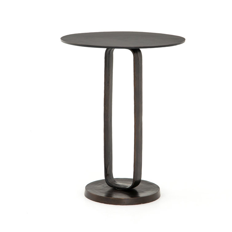 Marlow Antique Rust Round Stone-Top Metal End Table