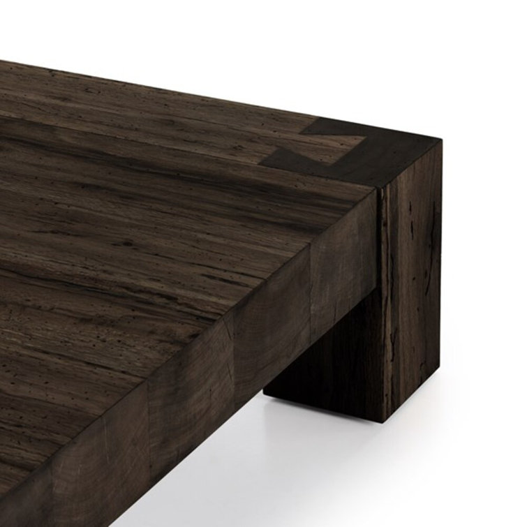 Ebony Rustic Wormwood Oak Rectangular Coffee Table with Storage