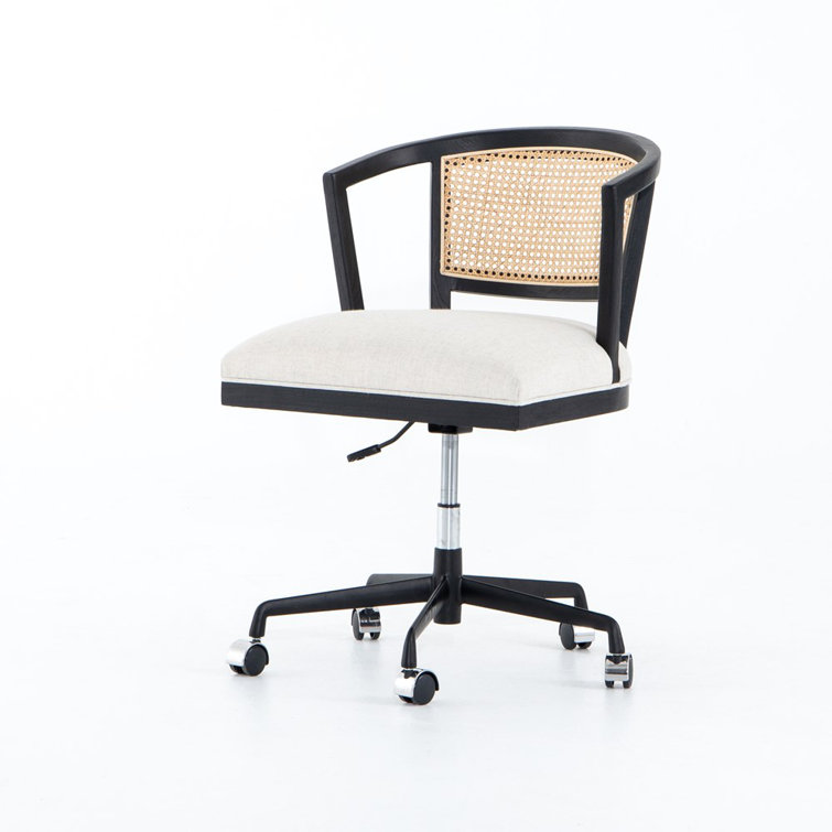 Alexa Contemporary Brushed Ebony Leather Swivel Conference Chair