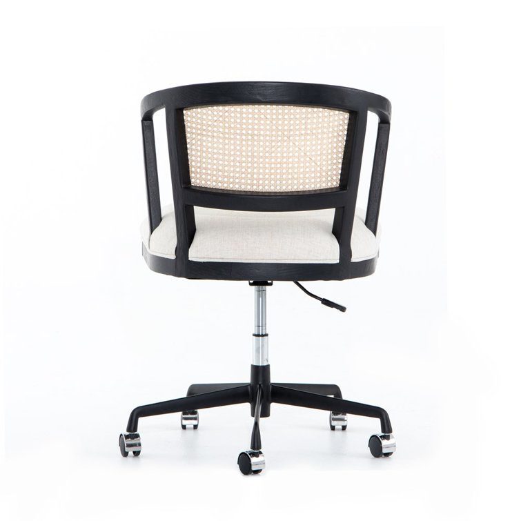 Alexa Contemporary Brushed Ebony Leather Swivel Conference Chair