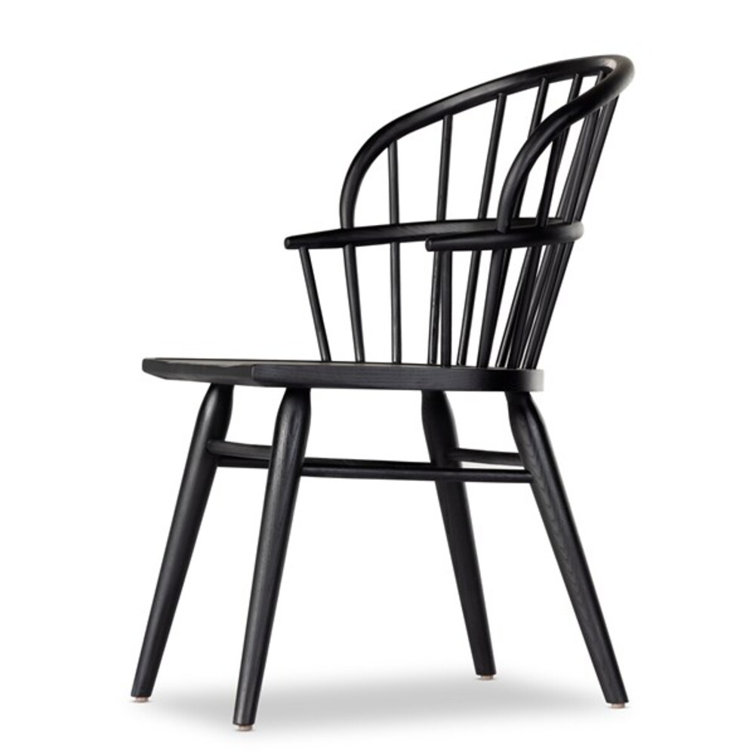 Black Ash Solid Wood Windsor Arm Chair