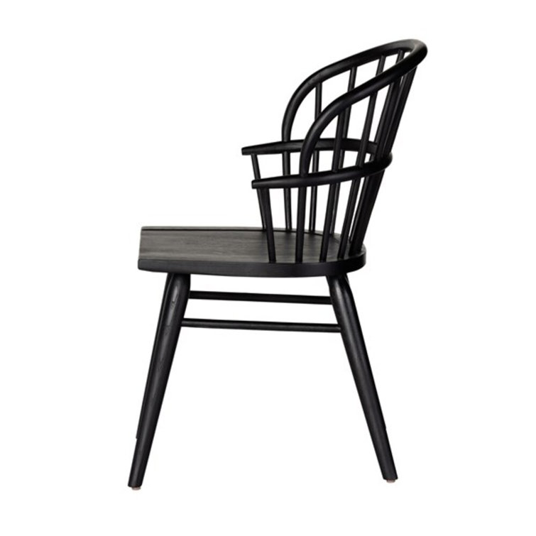 Black Ash Solid Wood Windsor Arm Chair