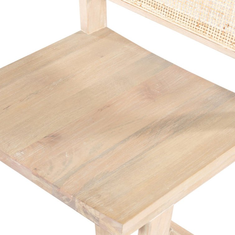 Clarita Contemporary White Wash Mango Wood Bar Stool with Cane Back