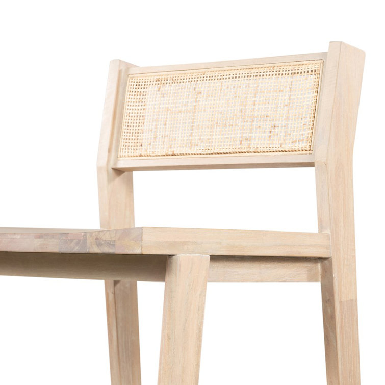 Clarita Contemporary White Wash Mango Wood Bar Stool with Cane Back
