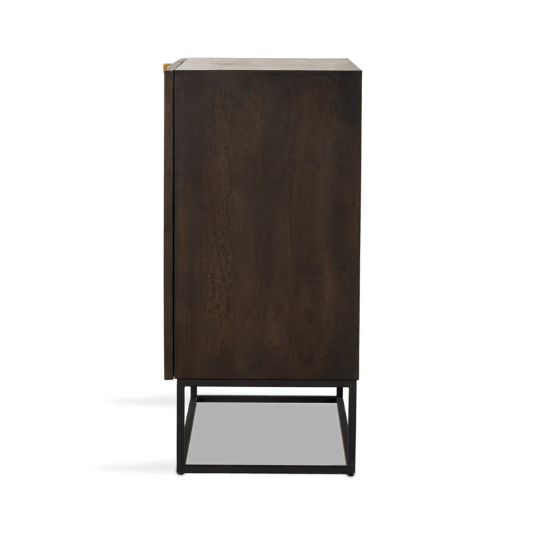 Vintage Brown Solid Wood Bar Cabinet with Iron Knobs