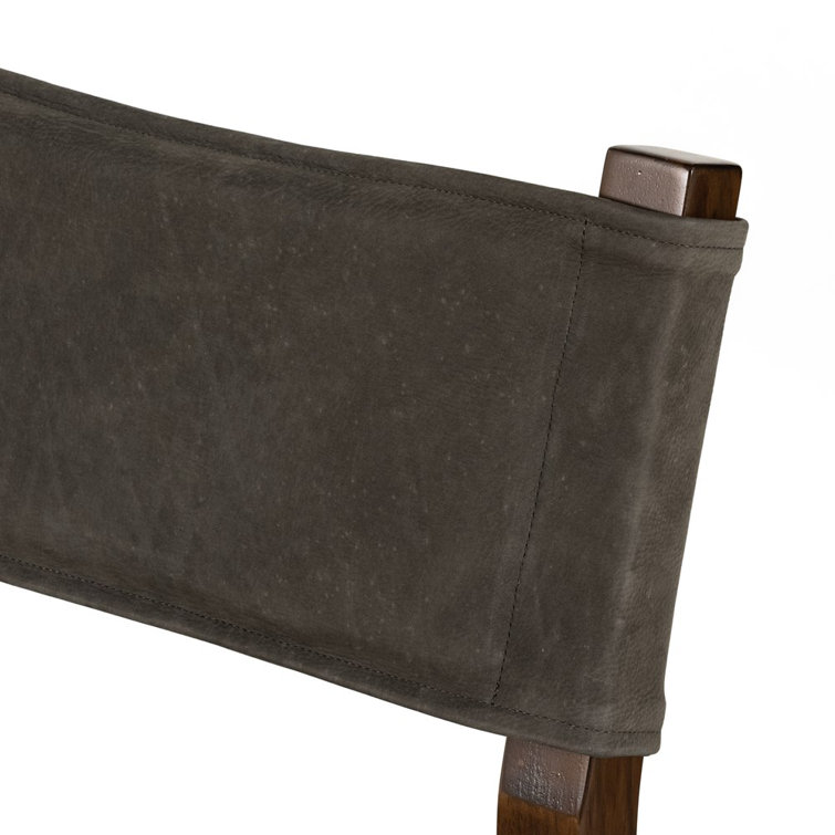 Gray and Dark Brown Leather Upholstered Counter Stool
