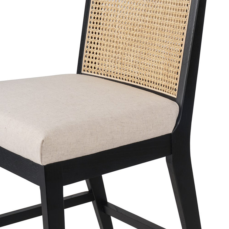 Savile Flax and Brushed Ebony Cane Counter Stool with Brass Kickplate