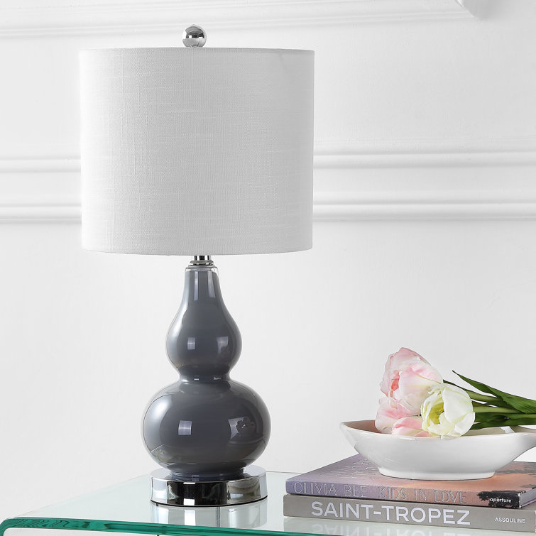 Ava Modern Mini LED Table Lamp with White Linen Shade