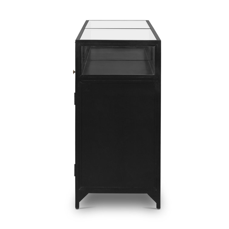 Shadow Box 70'' Black Iron and Glass Sideboard