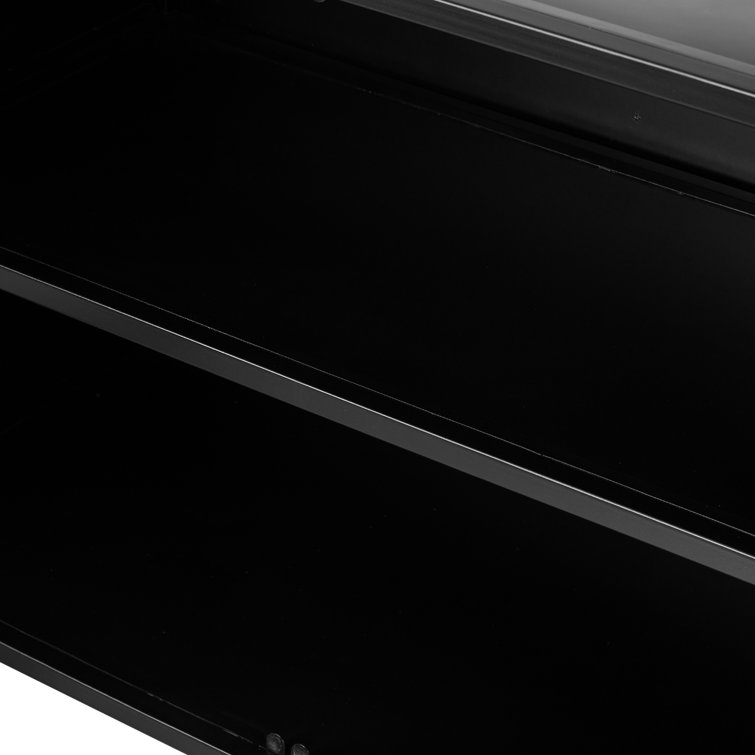 Shadow Box 70'' Black Iron and Glass Sideboard