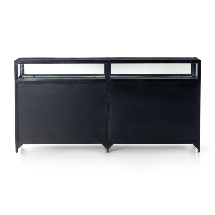 Shadow Box 70'' Black Iron and Glass Sideboard