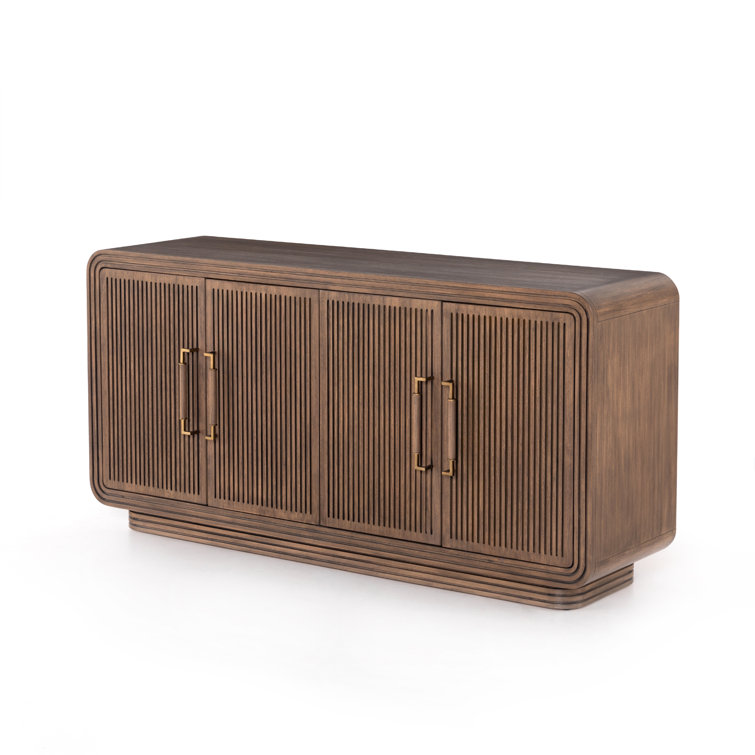Mahogany Fluted 65'' Sideboard with Blackened Brass Pulls